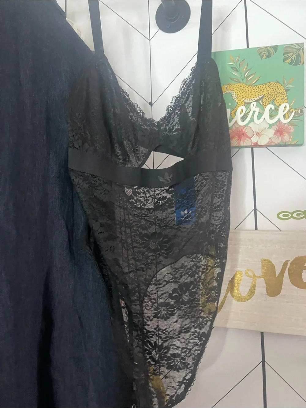 NWT ADIDAS MODERN FLEX LACE BODYSUIT IN BLACK - Picture 2 of 3